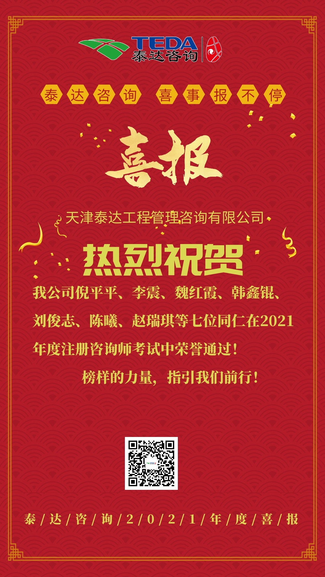 喜報！熱烈祝賀我司7位同仁通過咨詢工程師考試！